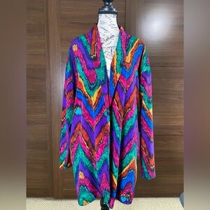 Vintage Multicolor Chevron Pattern Blazer